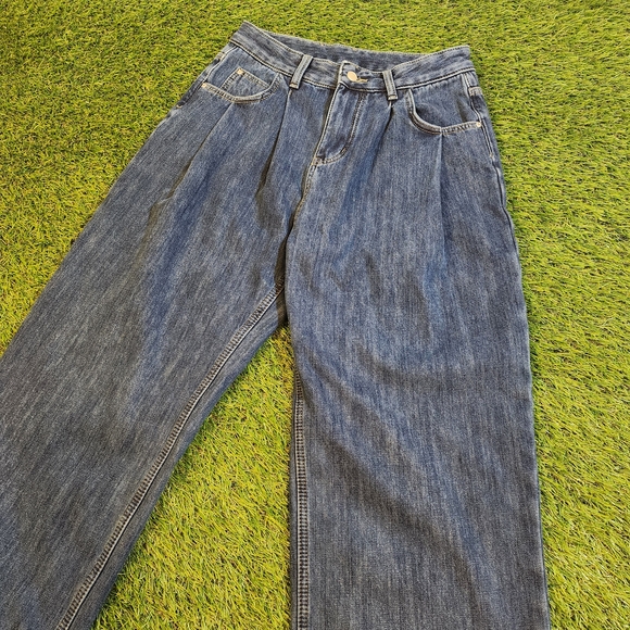 Super Wide Leg Women’s Jeans - Dark Blue Flare. Boxy. Baggy. 90s Y2K Rare Retro - Picture 3 of 8